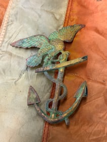 SCARCE CIVIL WAR PERIOD M1852 U.S. MARINE CORPS SHAKO HAT PLATE BADGE