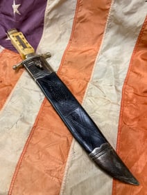 UNWIN & RODGERS ROYAL CUTLERY SHEFFIELD 1800'S BOWIE KNIFE WITH SHEATH