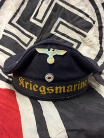 GERMAN WWII KRIEGSMARINE DONALD DUCK HAT WITH RZM PAPER TAG BY EREL SONDERKLASSE