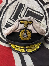 RARE GERMAN WW2 KRIEGSMARINE OFFICER'S VISOR CAP BY OFFIZIER KLEIDERKASSE WITH RZM PAPER TAG