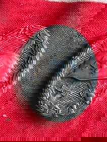 WWII German 1939 Silver Wound Badge With Maker Mark L22 Awarded For Wounds In Combat By Rudolf Suval