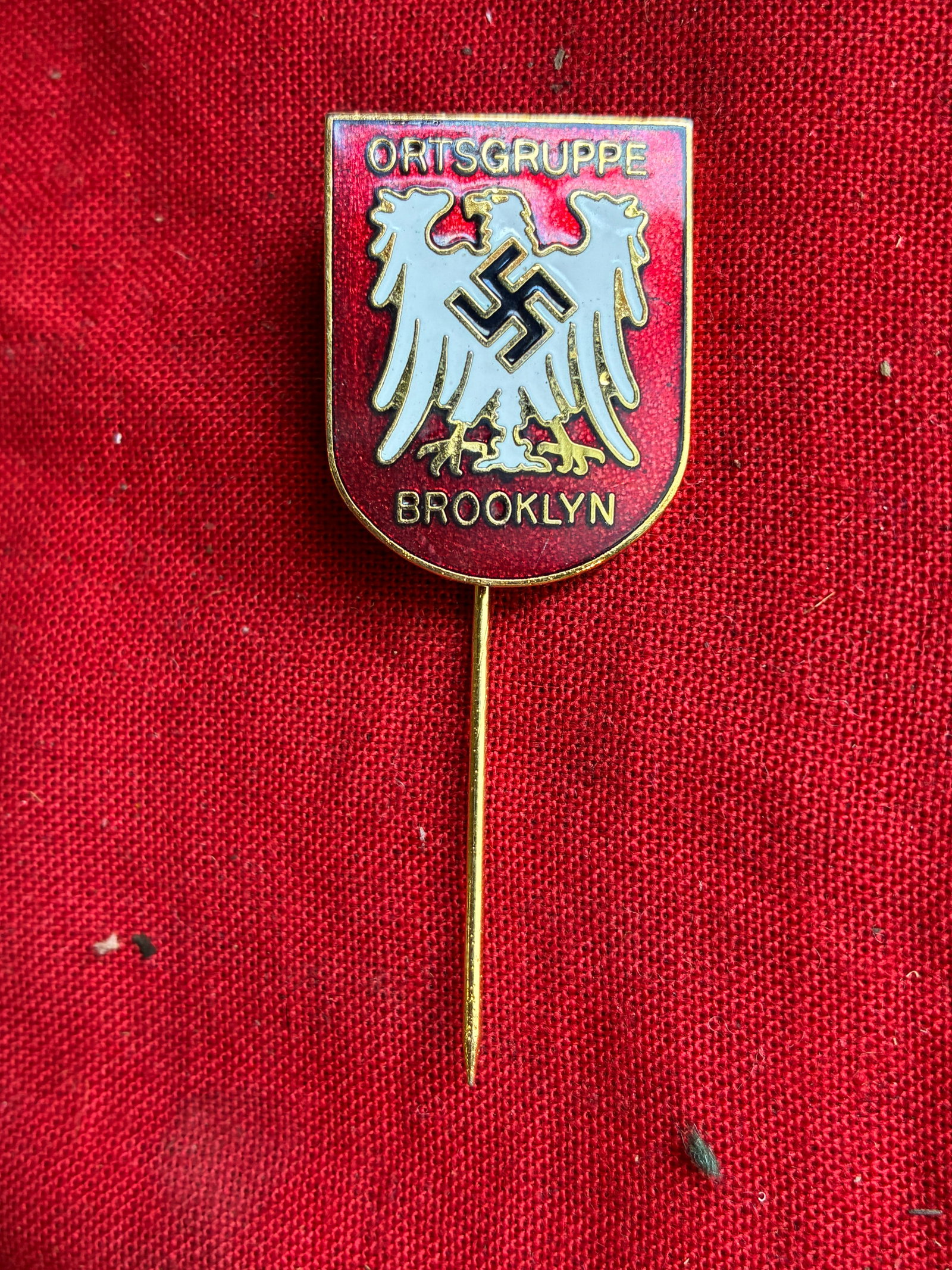 WW2 German Orstgruppe Brooklyn pin By Ges. Gesch.: WW2 German Orstgruppe Brooklyn pin By Ges. Gesch. A rare find.