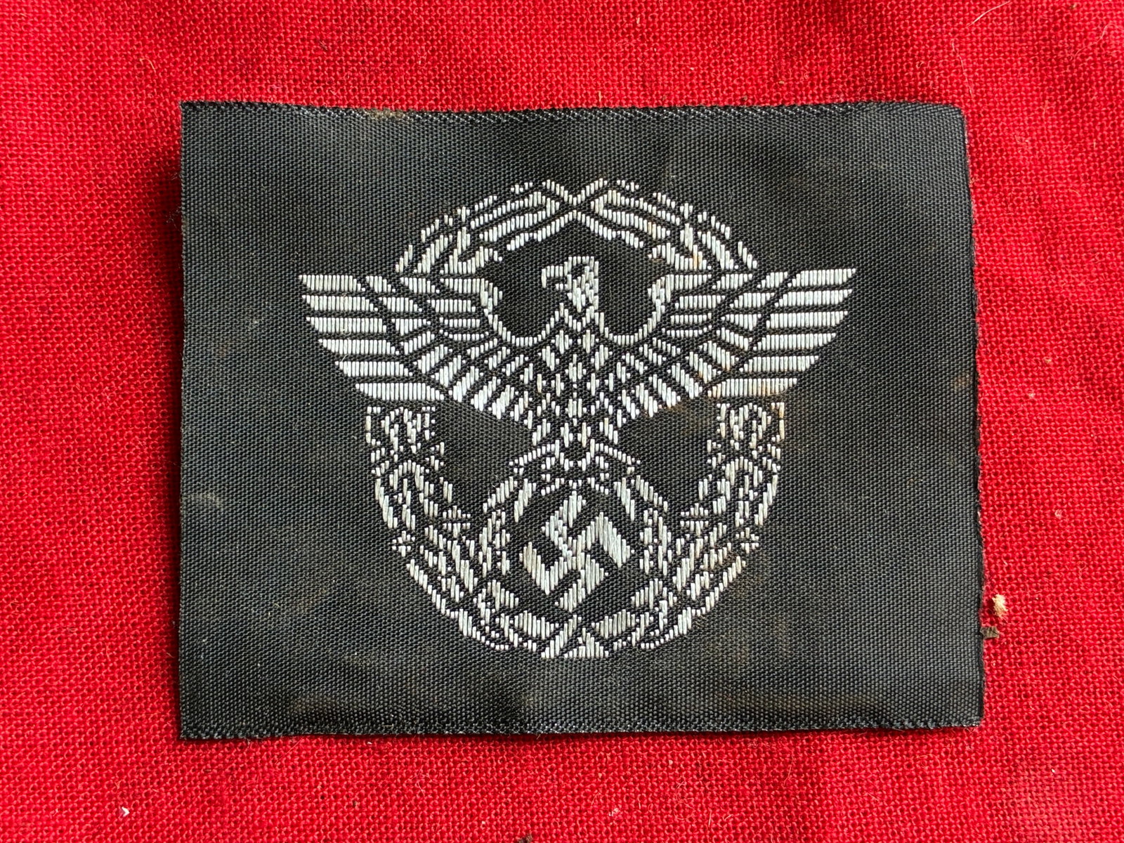 WW2 German Field Police Side Cap Badge. Bevo Weave: WW2 German Field Police Side Cap Badge. Bevo Weave. Shows good wear and use with a beautiful overall patina. Please view all detailed pictures. A rare example of the time period.