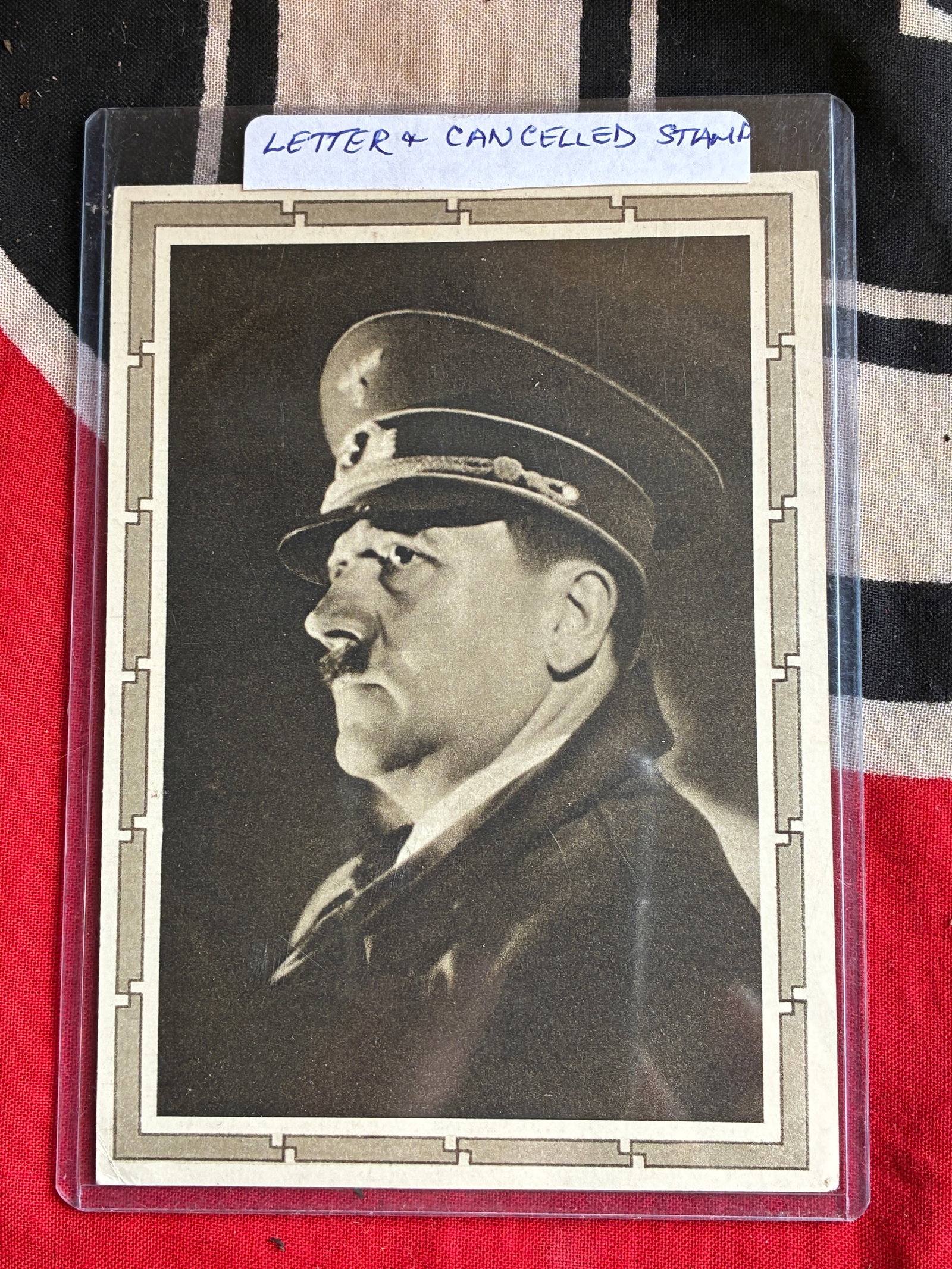 WW2 GERMAN POSTCARD OF ADOLF HITLER WITH CANCELLED STAMP: WW2 GERMAN POSTCARD OF ADOLF HITLER WITH CANCELLED STAMP. AN ULTRA RARE FIND. THIS POSTCARD HAS THE WRITING ON THE BACK. VERY WELL PRESERVED SHAPE AND OVERALL CONDITION. PLEASE VIEW ALL DETAILED PICTU
