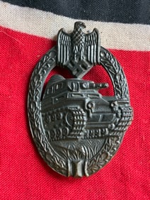 WW2 German Panzer Tank assault badge in silver