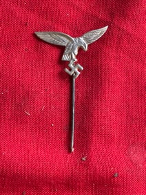 WW2 German Luftwaffe eagle stick pin badge in silvered finish