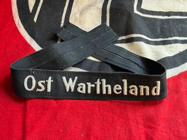 WW2 GERMAN WAFFEN SS OST WARTHELAND CUFF TITLE