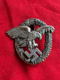 Mid-Late WWII Luftwaffe Observer Badge in Plated Zinc