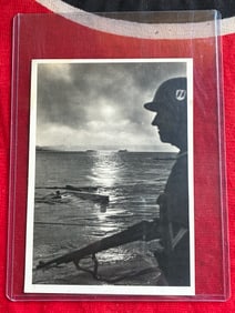 WW2 GERMAN WAFFEN SS SOLDIER WEARING SS HELMET POSTCARD