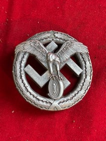 WW2 German 800 Silver WW2 Luftwaffe large heavy badge, Inscribed on back