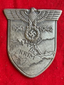 RARE WW2 GERMAN KRIM SLEEVE SHIELD IN ZINC