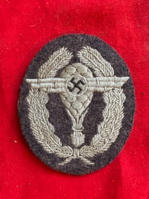 WWII GERMAN NSFK BALLOON PILOT BULLION PATCH
