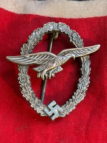 WW2 GERMAN LUFTWAFFE GLIDER PILOTS BADGE IN SILVER BY C.E. JUNCKER BERLIN SW