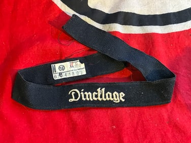 WW2 GERMAN WAFFEN SS DINDLAGE CUFF TITLE WITH RZM PAPER TAG