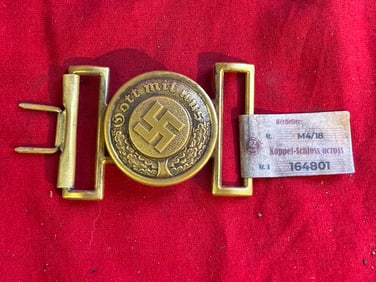 WW2 GRMAN POLICE 2-PIECE BELT BUCKLE WITH RZM TAG ATTACHED