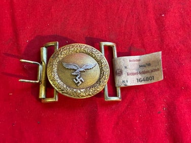 WWII GERMAN LUFTWAFFE OFFICER OVAL BELT BUCKLE WITH RZM PAPER TAG