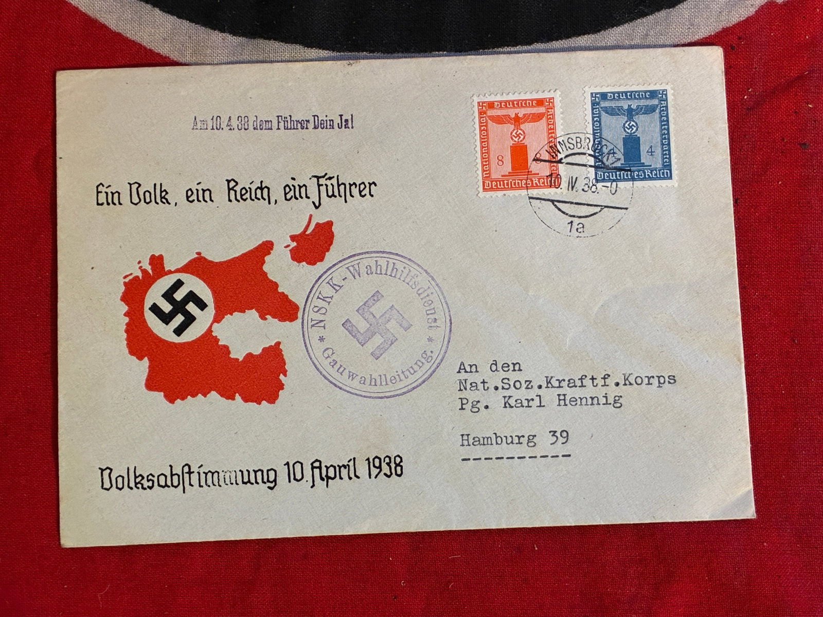 WW2 GERMAN STAMPED POSTCARD COVER ENVELOPE: WW2 GERMAN STAMPED POSTCARD COVER ENVELOPE