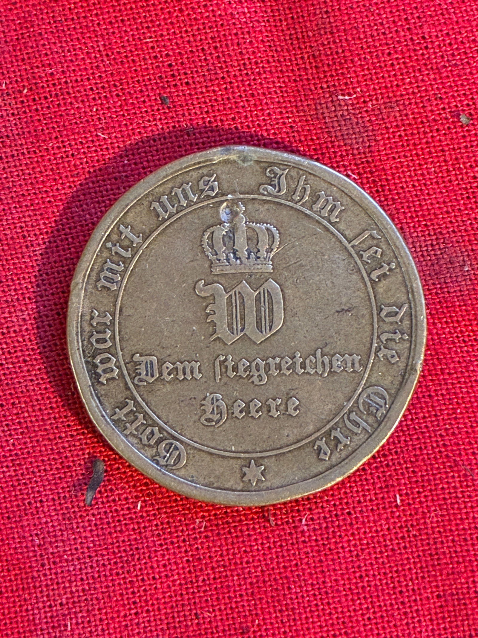 WW1 GERMAN PRUSSIAN BRONZE TOKEN COIN WITH IRON CROSS: WW1 GERMAN PRUSSIAN BRONZE TOKEN COIN WITH IRON CROSS