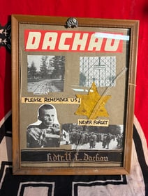 RARE WW2 GI MADE DACHAU CONCENTRATION CAMP FRAMED WALL HANGER