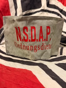 WW2 GERMAN NSDAP ORDNUNGSDIENST ARMBAND WITH RZM PAPER TAG