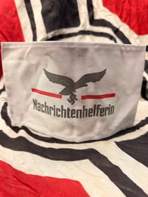 WW2 GERMAN NACHRICHTENHELFERIN LUFTWAFFE ARMBAND WITH RZM PAPER TAG