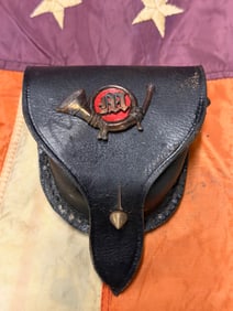 RARE CIVIL WAR M1858 UNION MARINE CORPS OFFICERS LEATHER CAP BOX