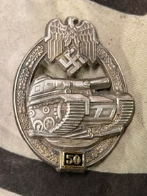 Early WW2 German Numbered panzer assault badge 50 – Josef Felix & Söhne, Gablonz