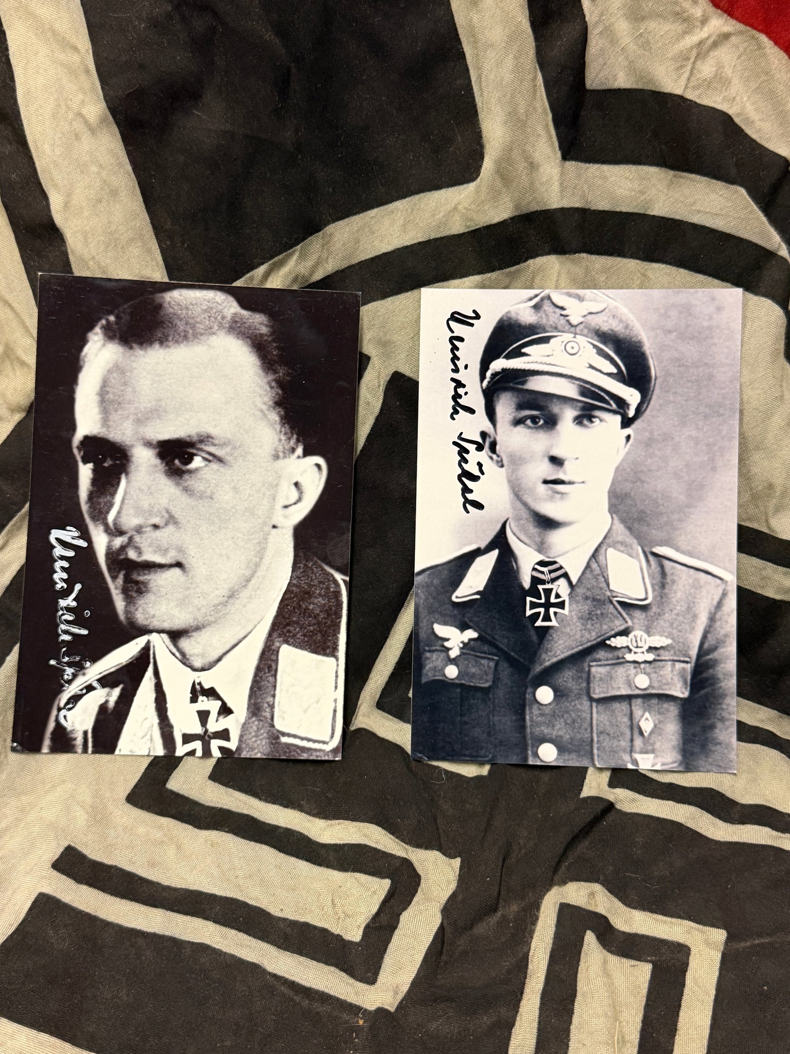 PAIR OF (2) WW2 GERMAN HEINRICH SUDEL PERSONALLY SIGNED PHOTOGRAPHS: PAIR OF (2) WW2 GERMAN HEINRICH SUDEL PERSONALLY SIGNED PHOTOGRAPHS. Oberleutnant Heinrich Südel (23.04.1920 in Wellspang † 12.08.2011 in Rösrath) earned the Deutsches Kreuz in Gold on September 2