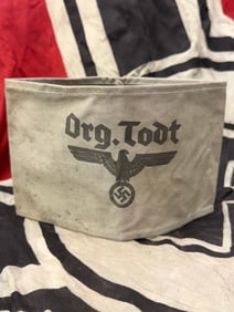 WW2 GERMAN ORG. TODT ORGANISATION TODT ARMBAND WITH RZM PAPER TAG