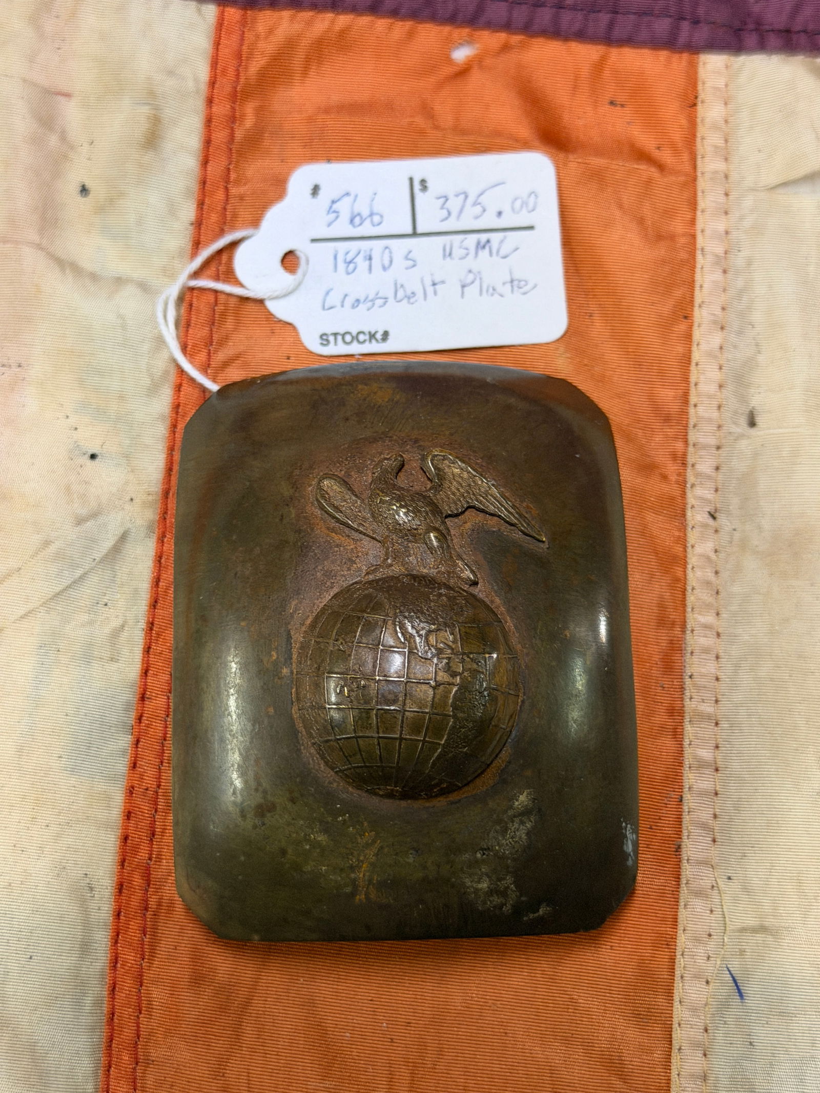 PRE CIVIL WAR 1840'S U.S.M.C. CROSS BELT PLATE BUCKLE: PRE CIVIL WAR 1840'S U.S.M.C. CROSS BELT PLATE BUCKLE. A VERY RARE FIND. COMES FROM A LARGE COLLECTION. SHOWS GOOD WEAR AND USE WITH A BEAUTIFUL OVERALL PATINA. HAS A GREAT LOOK TO IT WITH AN EXCELLEN