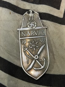 WWII Germany Narvik (Norway) Shield Badge in Zinc