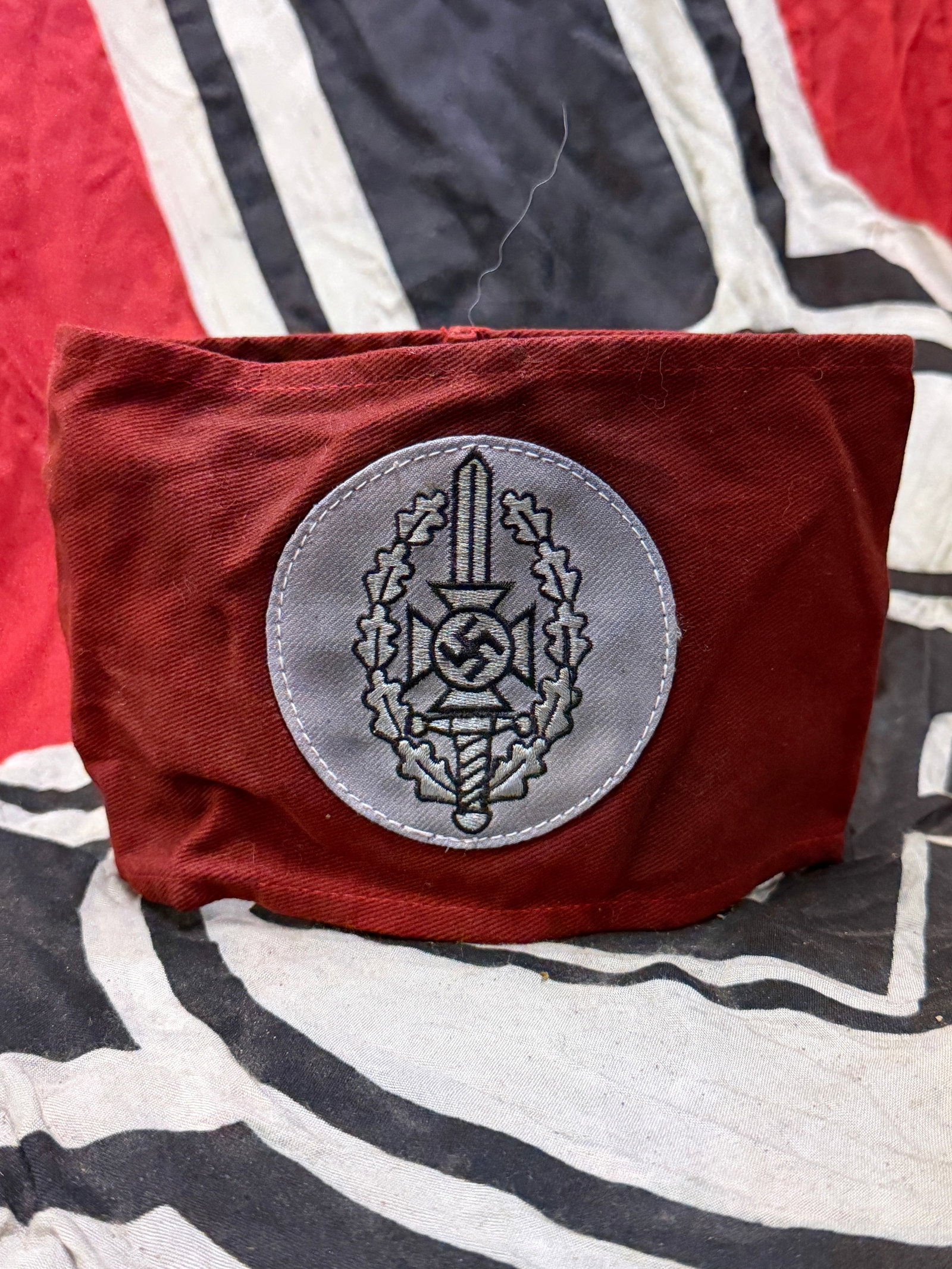 NSKOV veterans armband WWII German Type 1 With RZM Paper Tag: NSKOV veterans armband WWII German Type 1 With RZM Paper Tag. A very rare example that is in mint overall shape and condition with a beautiful overall patina. Shows good wear and use. Please view all 