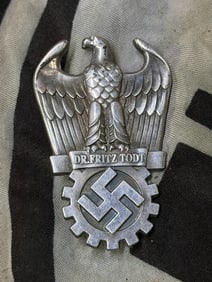 GERMAN WWII ORGANISATION TODT BADGE, 1938