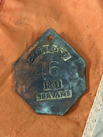 1841 CHARLOTTE #46 SLAVE TAG SERVANT ID