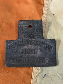 DATED 1841 #64 CHARLOTTE, NC SLAVE TAG SERVANT ID