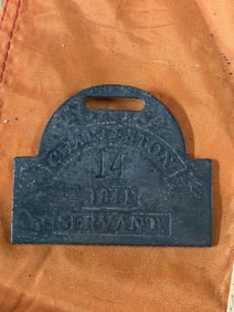 DATED 1841 CHARLESTON #14 SLAVE TAG SERVANT ID