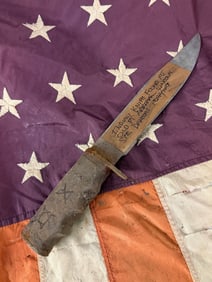 INDIAN WARS INDIAN KNIFE FOUND AT OLD FT. ABRAHAM LINCOLN SITE DAKOTAS TERRITORY