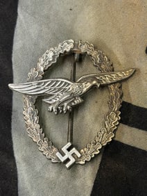 WW2 German Luftwaffe Glider Pilots Badge In Silver by C.E. Juncker Berlin SW