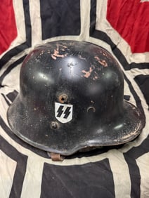WW2 GERMAN M18 ALLGEMEINE-SS DOUBLE DECAL TRANSITIONAL STEEL HELMET