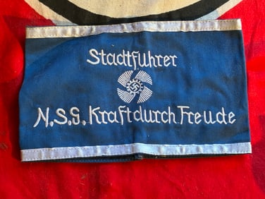 WW2 GERMAN ARMBAND OF THE NS KRAFTDURCH FREUDE "DAF WORKERS FRONT" WITH RZM PAPER TAG