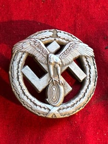 WWII GERMAN NSKK MOTORSPORTS BADGE IN 800 SILVER BY GES. GESCH.
