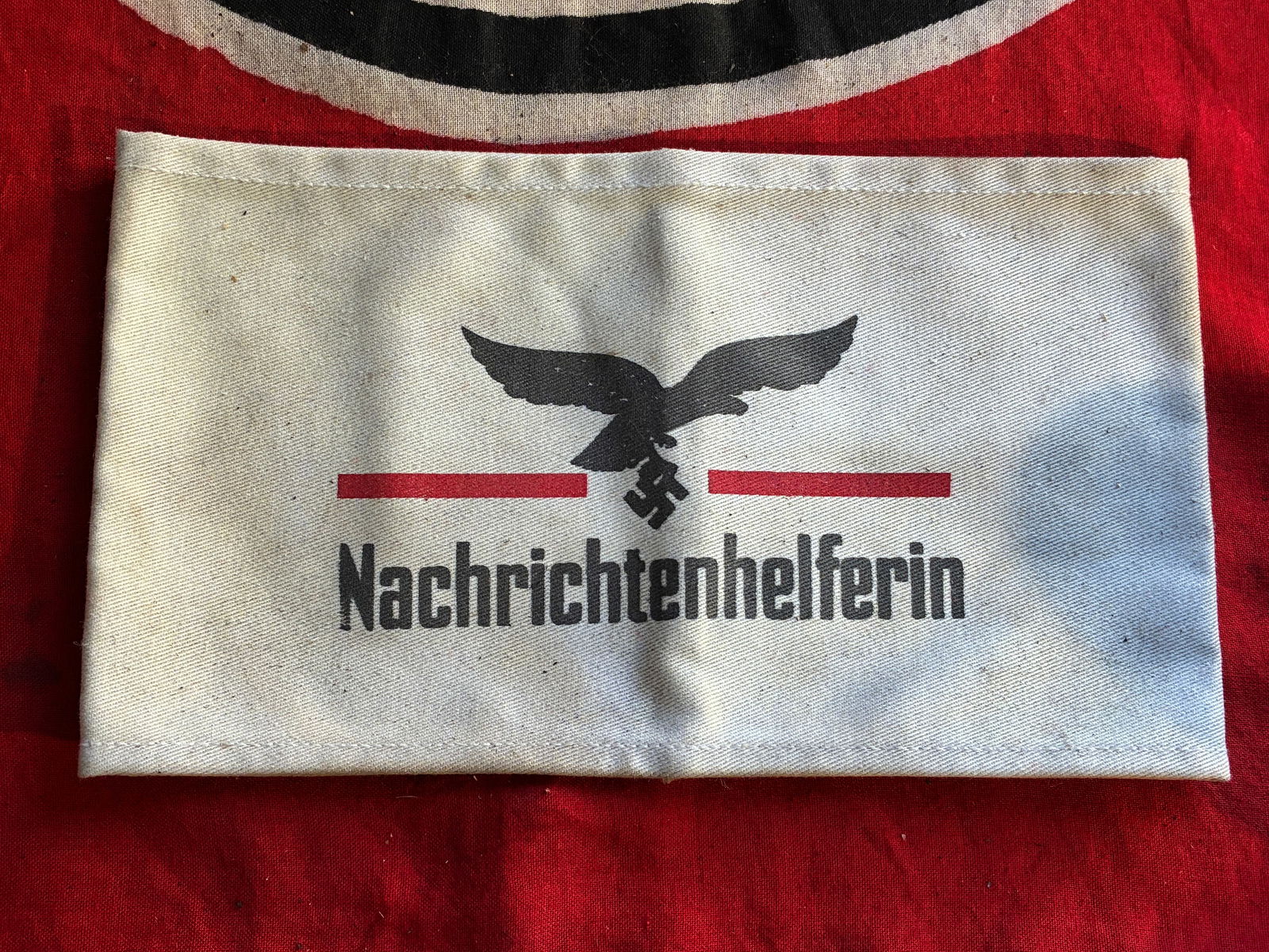 WW2 German Luftwaffe armband female intelligence unit (Nachrichtenhelferin With RZM Paper Tag: WW2 German Luftwaffe armband female intelligence unit (Nachrichtenhelferin With RZM Paper Tag. Shows good wear and use with a beautiful overall patina. Please view all detailed pictures. A rare find.