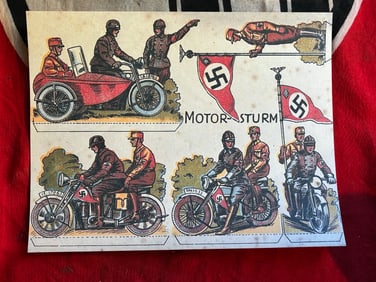 WW2 German 3rd Reich Germany Sturmabteilung Motor Sturm Paper Cutout Dolls