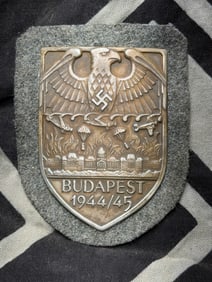A W.W.II GERMAN 'BUDAPEST' SHIELD BADGE BY F.A.B.