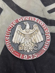 WW2 GERMAN -DER DEUTSCHE AUTOMOBIL CLUB 1935 BADGE PLAQUE