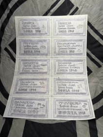 WW2 GERMAN CONCENTRATION CAMP BAKERY TOKENS FULL COMPLETE SHEET