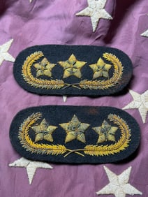 PAIR OF CIVIL WAR CONFEDERATE CSA 3-STAR GENERAL COLLAR BOARDS BY J.H. SILVERBERG