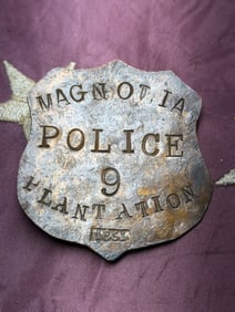 RARE CIVIL WAR ERA MAGNOLIA PLANTATION POLICE NO 9 DATED 1861 BADGE