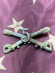 Civil War Union 5th Cavalry Regiment Hat Insignia