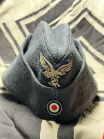 German WWII Luftwaffe EM-NCO Wool M38 Overseas Cap